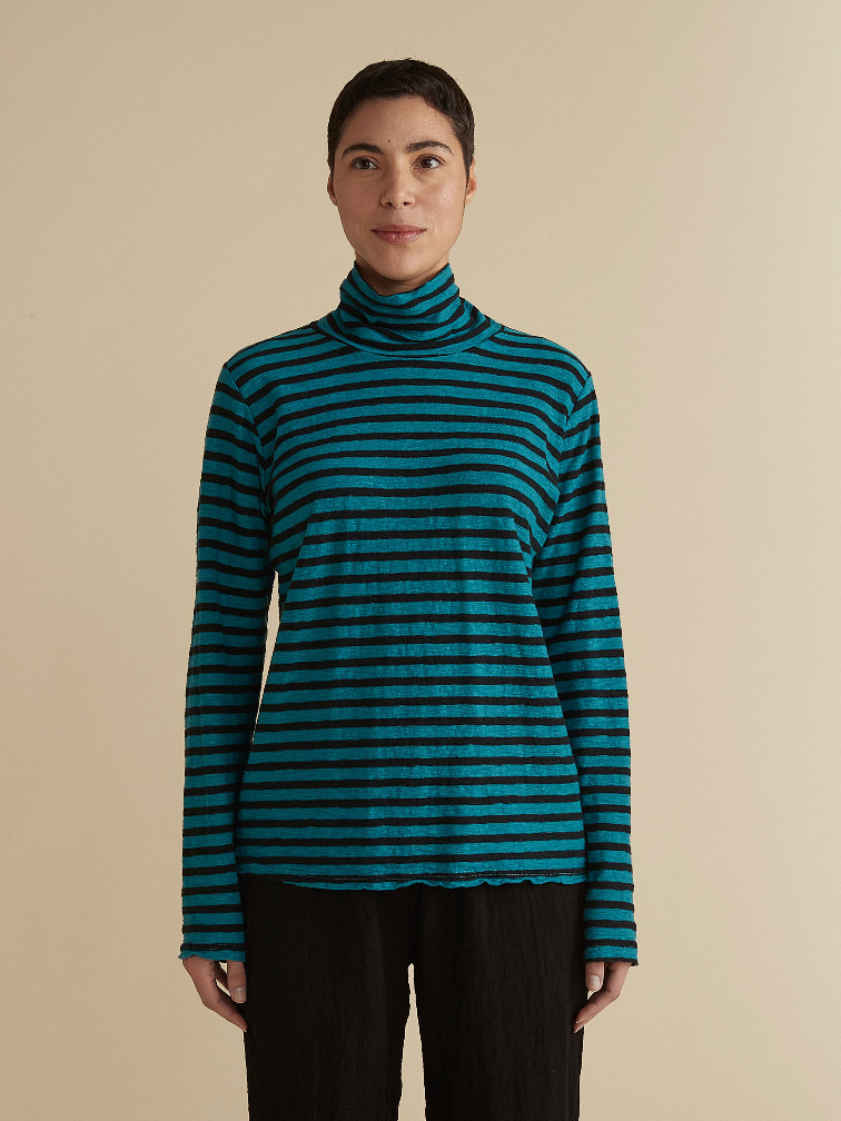 Cut Loose Long Sleeve Stripe Turtle Neck Shirt