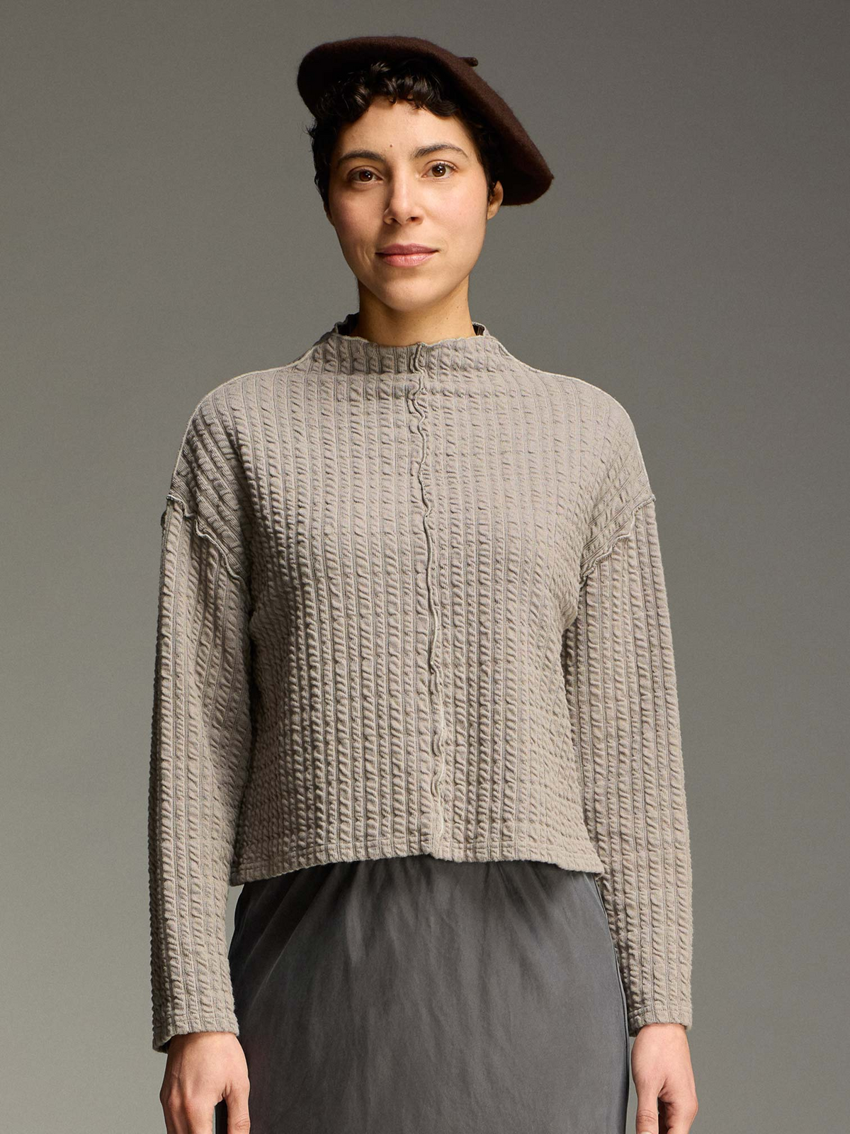 The Cut Loose Textured Stripe Funnel Pullover