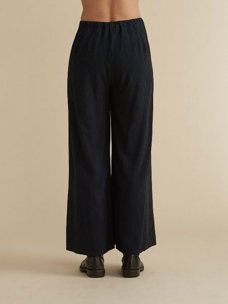 Wide Leg Mini Check Pleat Pant