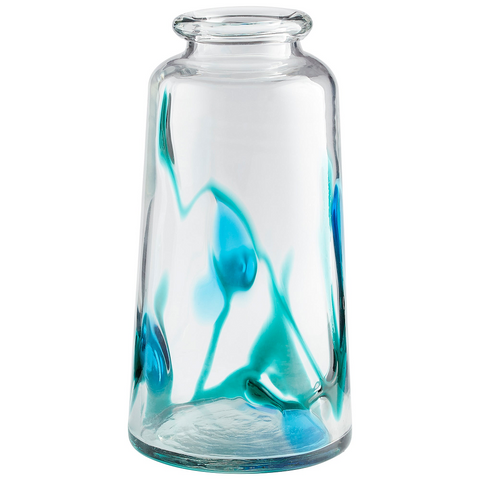 Tahoe Blue & Clear Glass Vase / Large