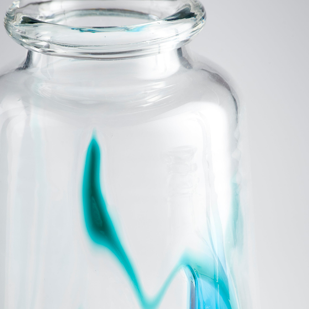 Tahoe Blue & Clear Glass Vase / Large