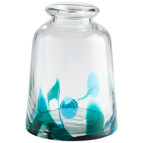 Tahoe Blue & Clear Glass Vase / Medium