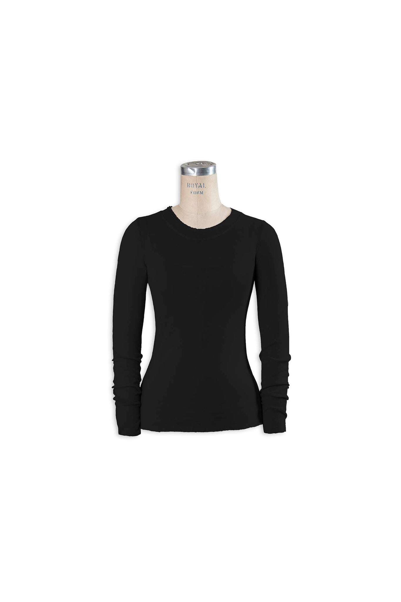 Cynthia Ashby Cotton Mesh Long Sleeve Tee in Black