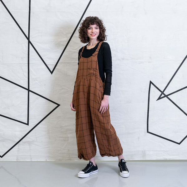 Cynthia Ashby's Lore Overalls in Camel