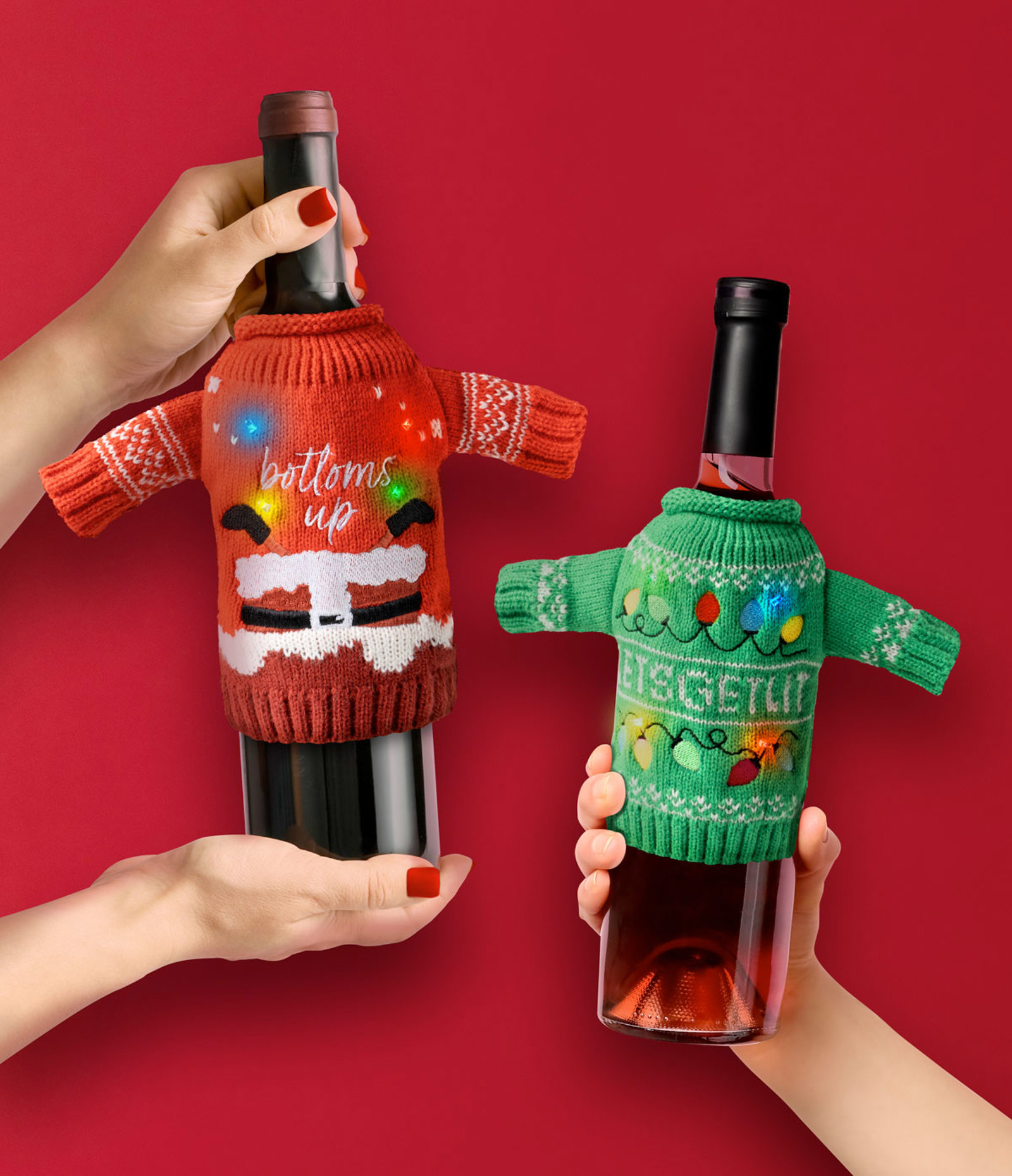 Light-Up Wine & Bottle Sweater