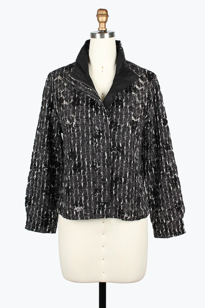 Metallic Cording & Sequin Biker Jacket