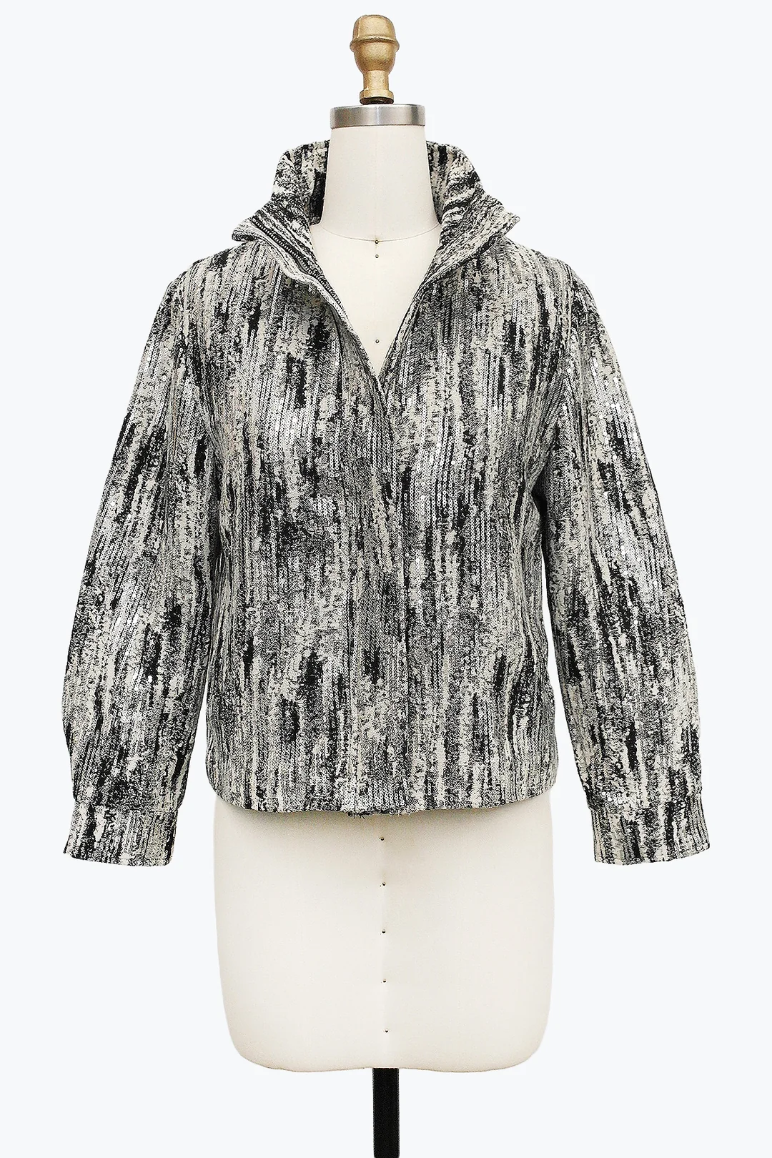 Sequined Oil Painting Biker Jacket