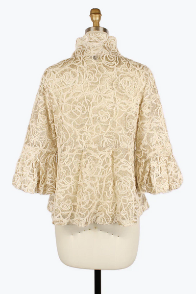 Damee's Sequins Peplum Jacket in Champagne Gold