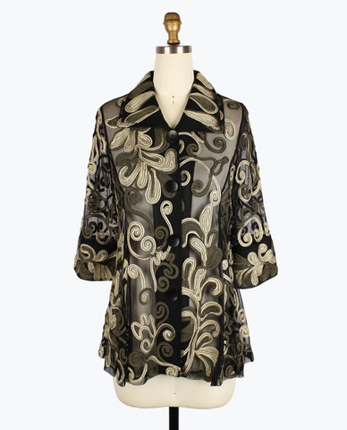 Damee Vine Soutache Jacket in Olive