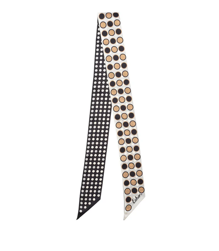 Echo Spot and Dot Silk Ribbon Scarf Black