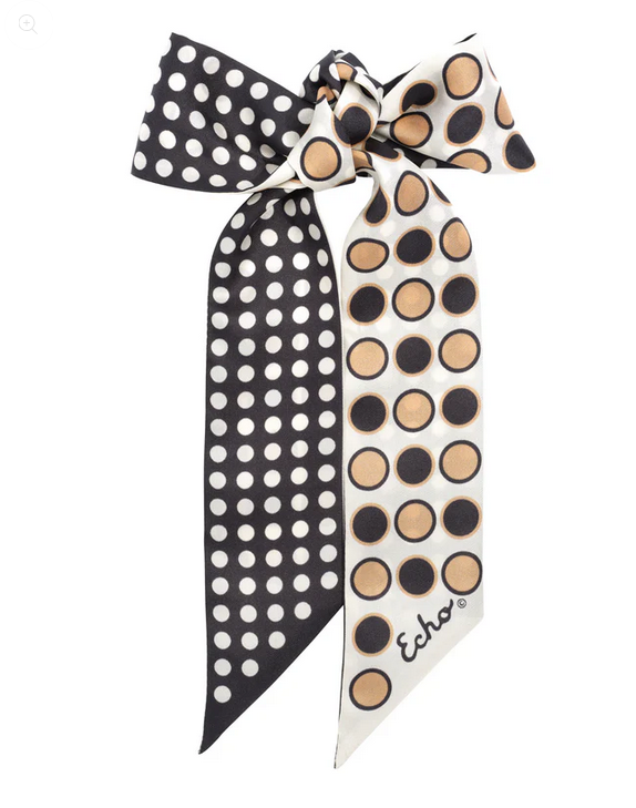 Echo Spot and Dot Silk Ribbon Scarf Black