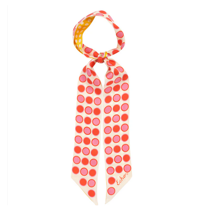 Echo Spot and Dot Silk Ribbon Scarf Red Clay