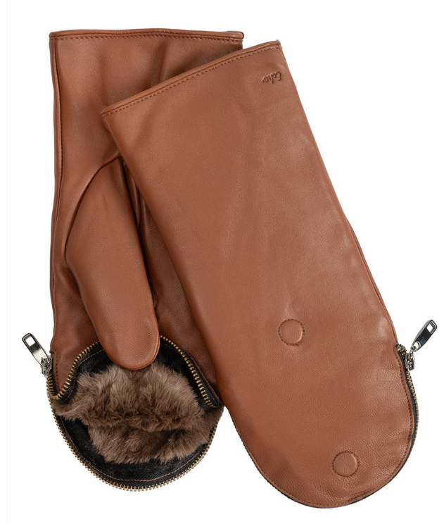 Echo Zip Top Mittens with Faux Fur Lining Cinnamon Bark