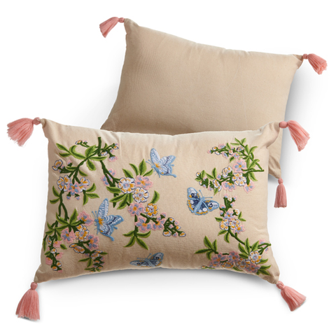 Butterfly & Flower Tassel Pillow