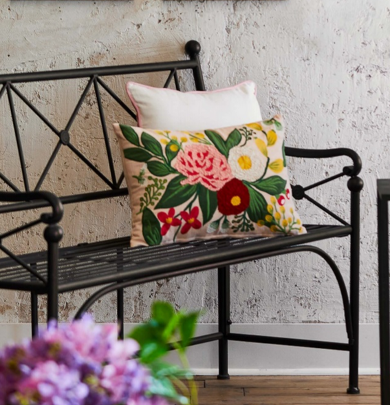 Embroidered Floral Accent Pillow