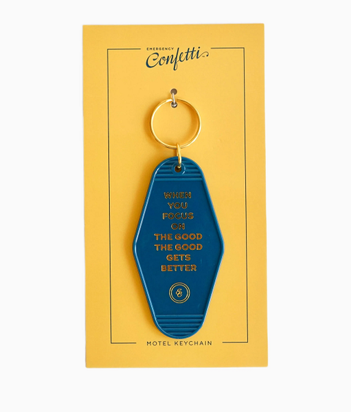 Emergency Confetti's vintage inspired Motel Keychains Focus on the Good