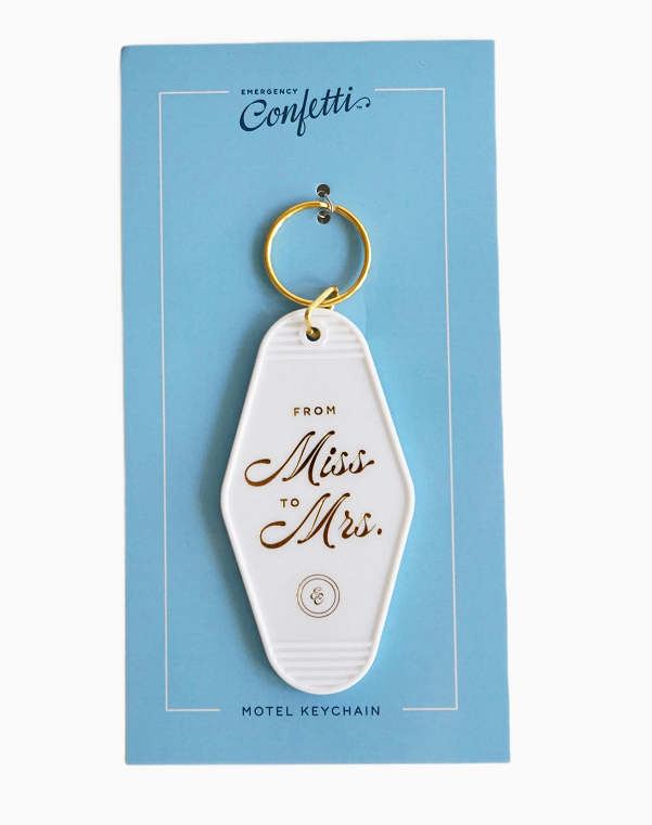 Emergency Confetti's vintage-inspired Motel Keychains From Miss to Mrs