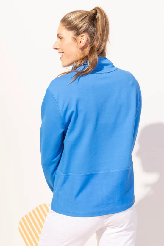 Escape's Ocean Front Terry Cozy Quarter Zip Pullover in Riviera