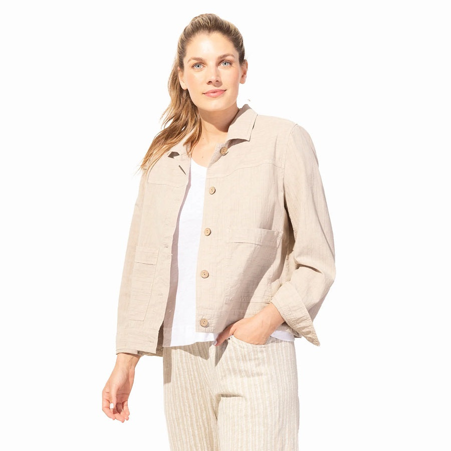 Escape by Habitat Vista Washed Cotton Beach Jacket in Khaki