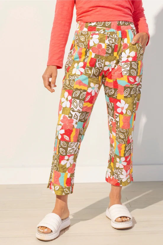 Escape's Peruvian Cotton Island Hand Block Pant in Coral