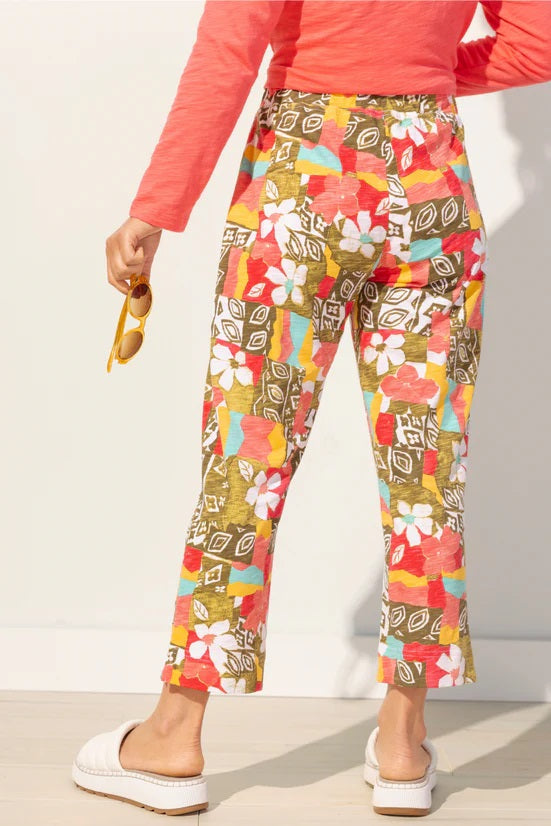 Escape's Peruvian Cotton Island Hand Block Pant in Coral