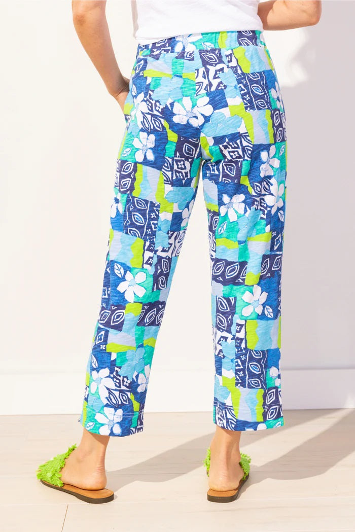 Escape's Peruvian Cotton Island Hand Block Pant in Riviera