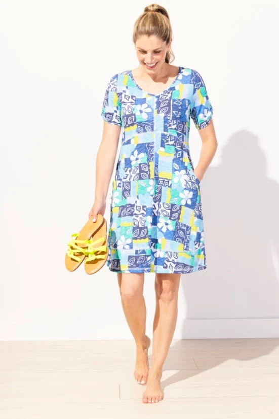The Island Hand Block Bistro Dress from Escape in Riviera