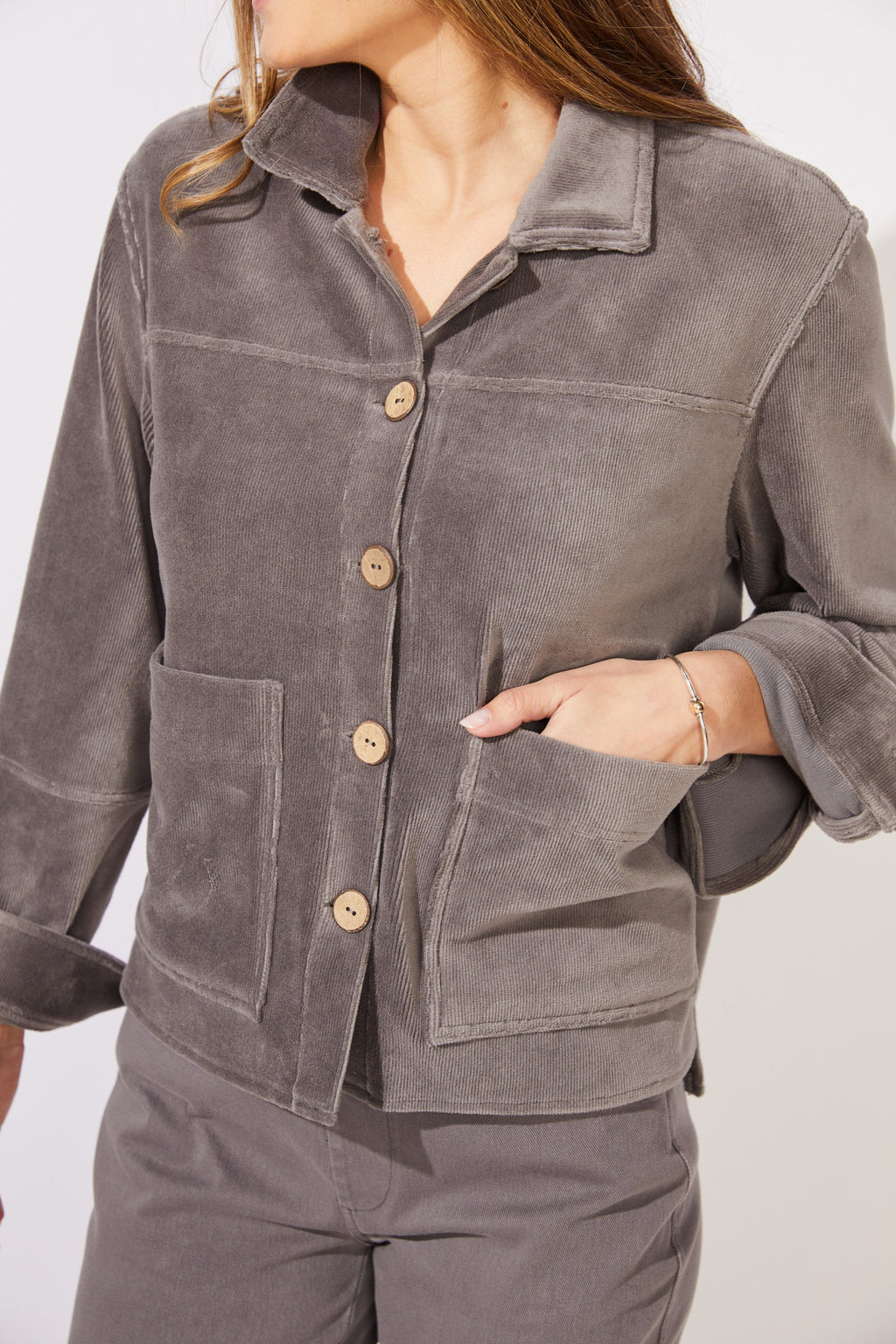 Escape's Corded Velvet Camp Jacket in Volcano