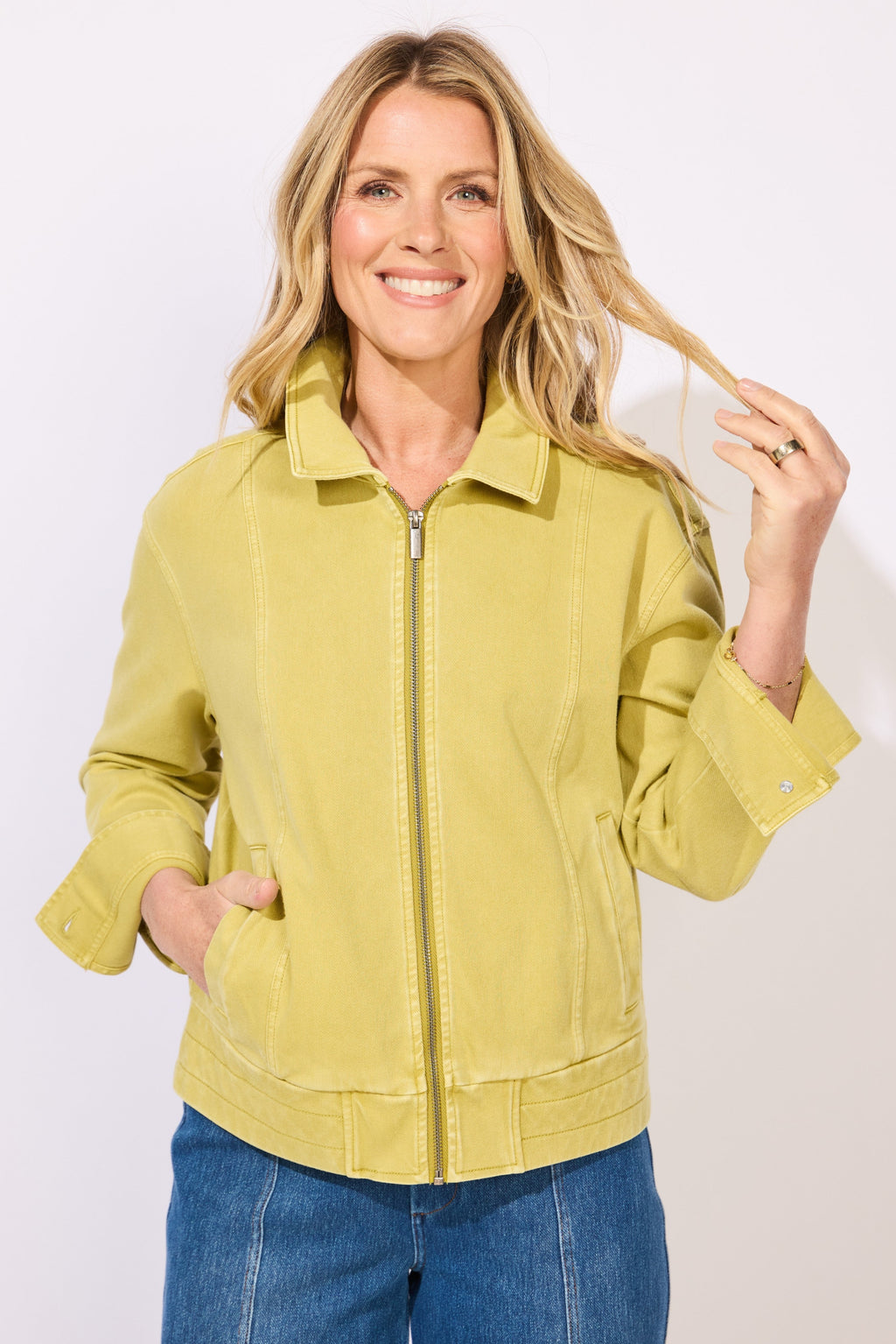 The Knit Denim Boundless Jacket from Escapein Citron