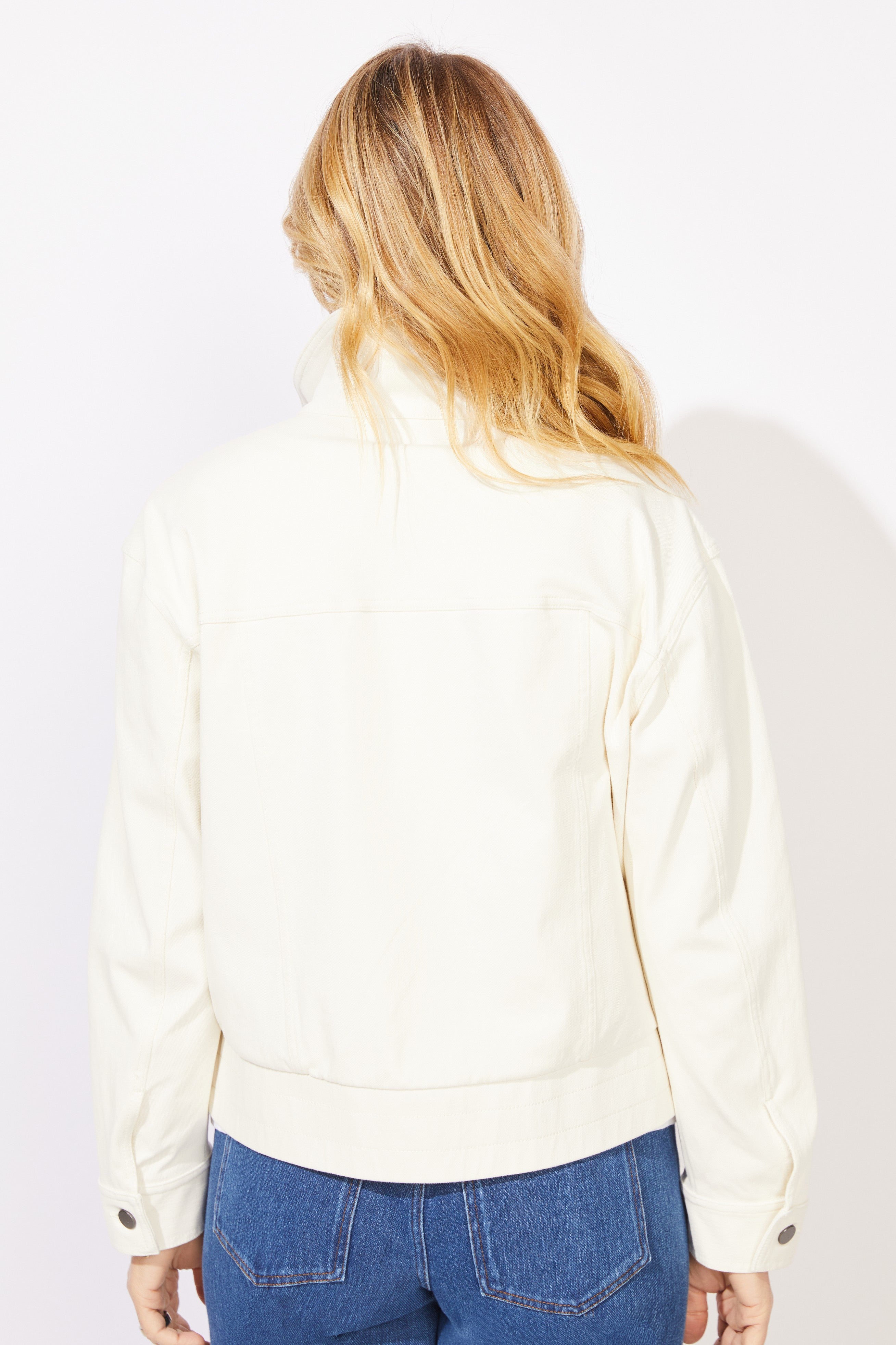 The Knit Denim Boundless Jacket from Escape in Pearl