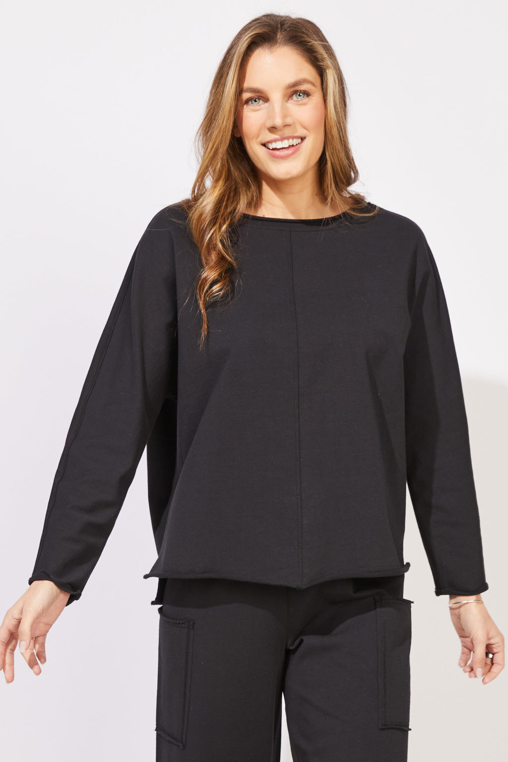 The Ocean Front Terry Roll Neck Top from Escape in Black