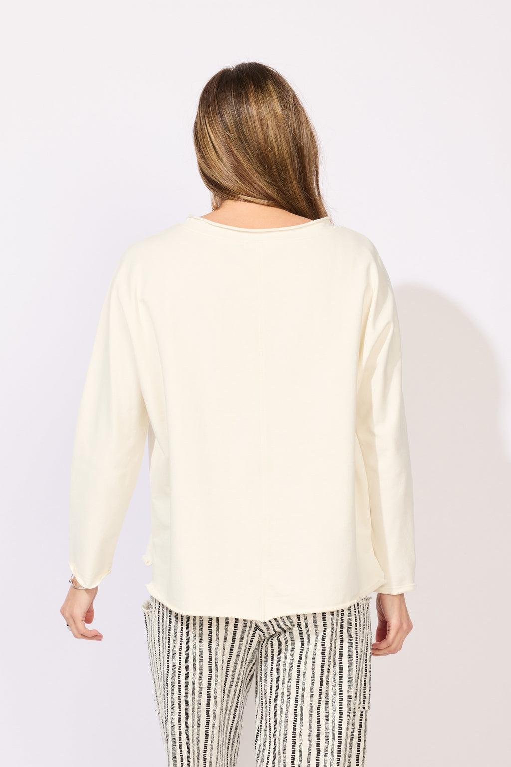 The Ocean Front Terry Roll Neck Top from Escape in Pearl