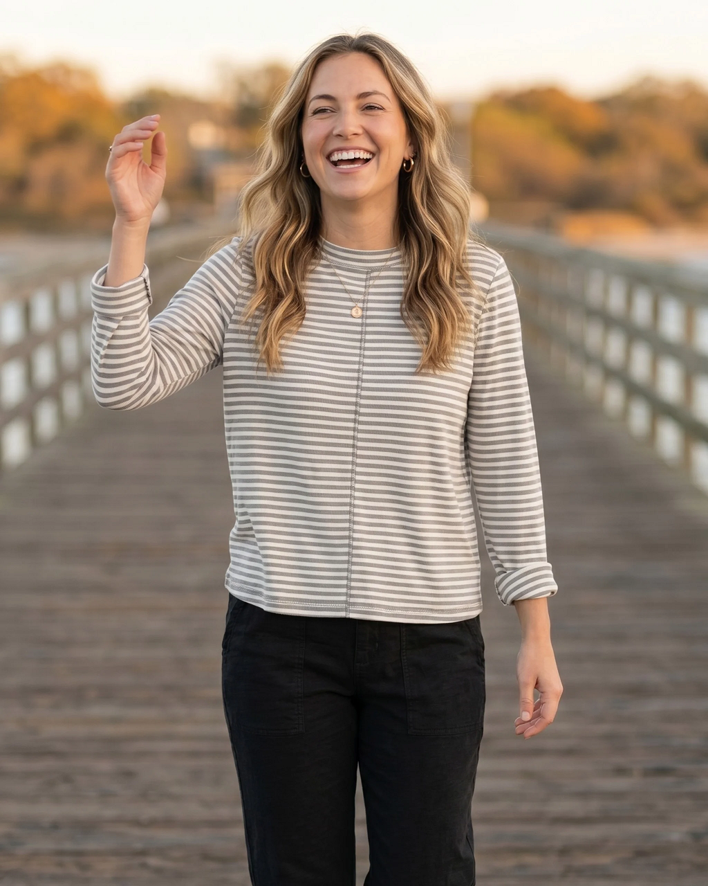 Escape by Habitat's Verona Stripe Layover Tee in Pearl