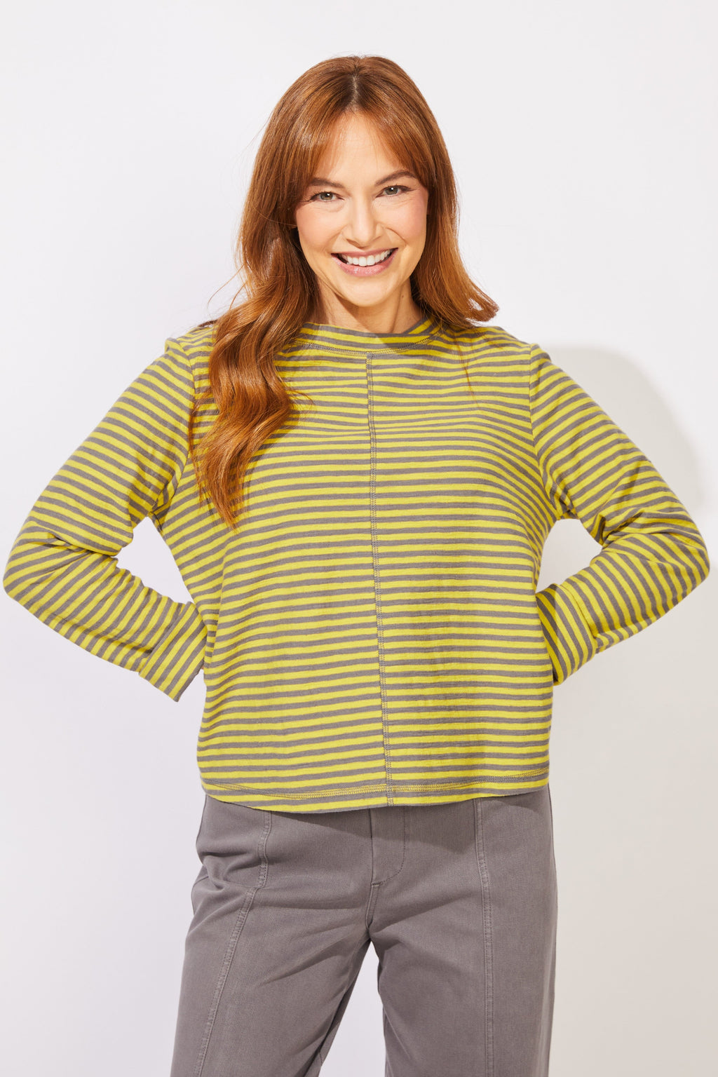 Escape by Habitat's Verona Stripe Layover Tee in Citron