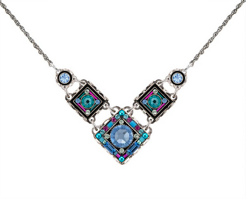 Contessa Light Blue 3 Diamond Necklace