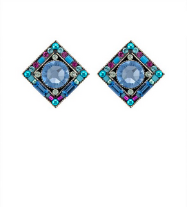 Contessa Light Blue Diamond Post Earrings