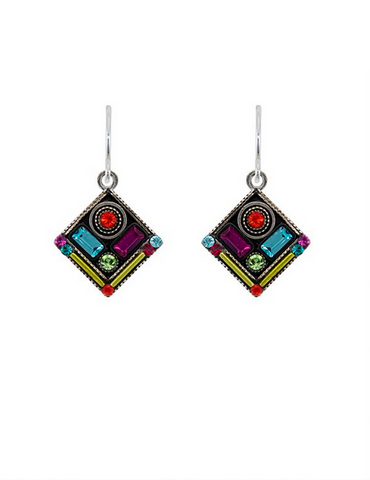 Architectural Multicolor Diamond Earrings