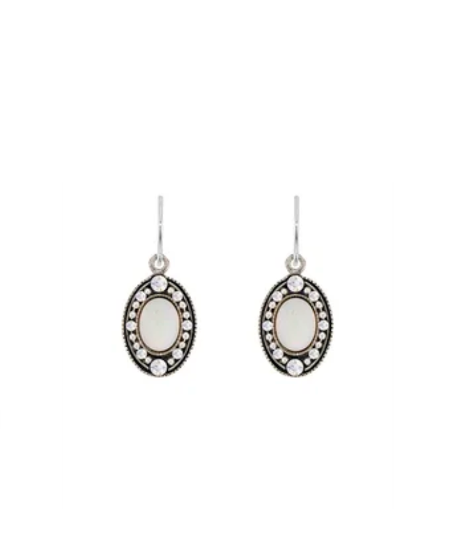 Moonlight Snow Mosaic Oval Earrings