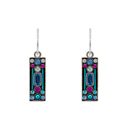 Firefly Jewelry Architectural Light Blue Long Rectangle Earrings