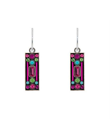 Firefly Jewelry Architectural Rose Long Rectangle Earrings