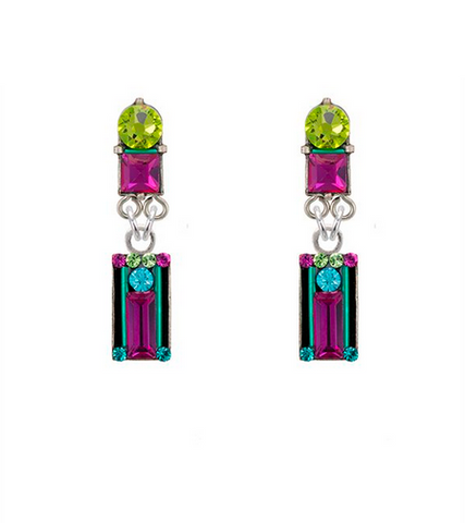 Architectural Small Multicolor Rectangle Earrings