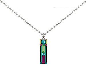 Firefly Jewelry Architectural Multicolor Long Rectangle Pendant Necklace