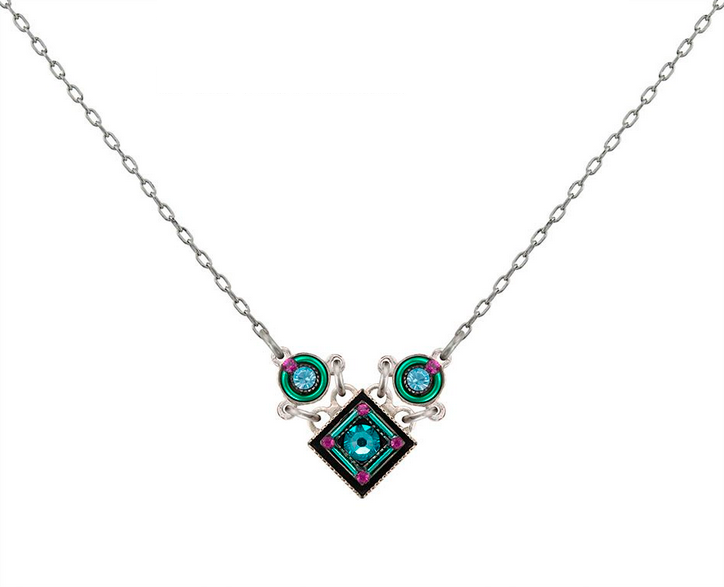 Firefly Jewelry Architectural Light Turquoise Diamond Necklace