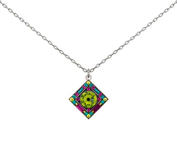 Firefly Jewelry Contessa Citrus Green Diamond Pendant Necklace