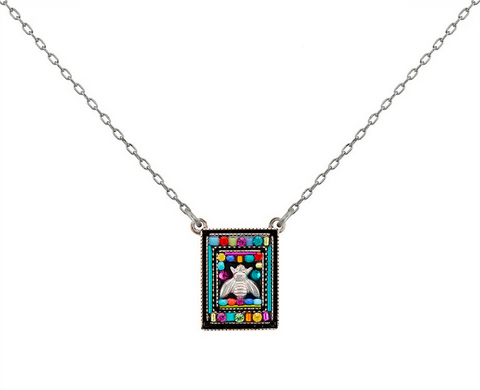 Firefly Jewelry Petite Bee Multicolor Square Pendant Necklace