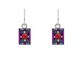 Small Square Dangle Earrings / Multicolor