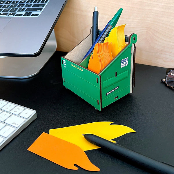 Desk Dumpster Pencil Holder with Note Cards
