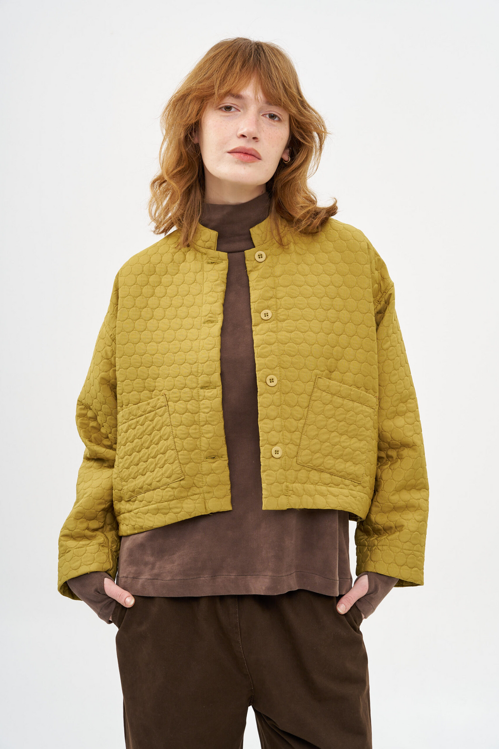 Gershon Bram's cropped Basel Jacket in Mustard