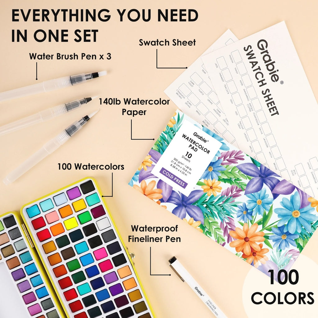 All-in-One Set of 100 Premium Watercolors
