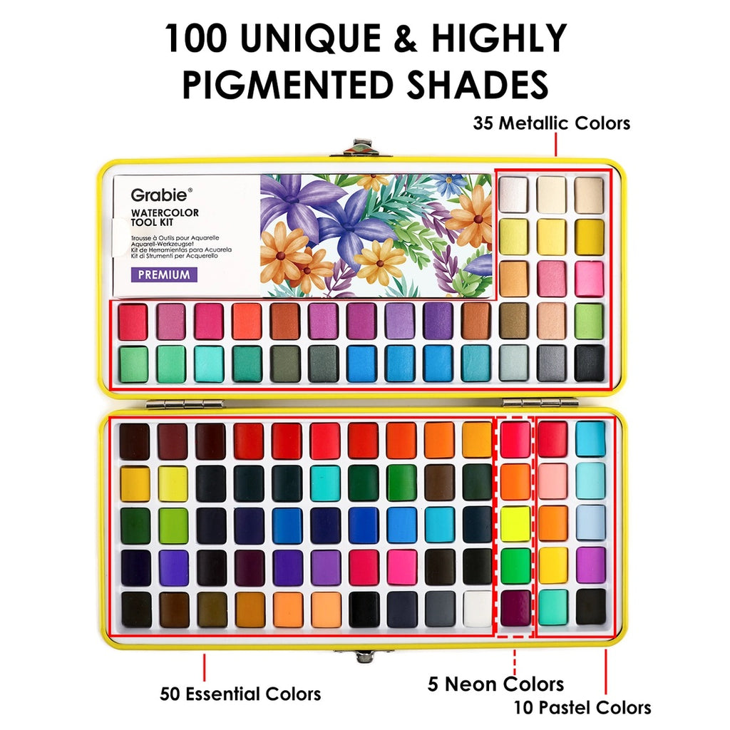 All-in-One Set of 100 Premium Watercolors